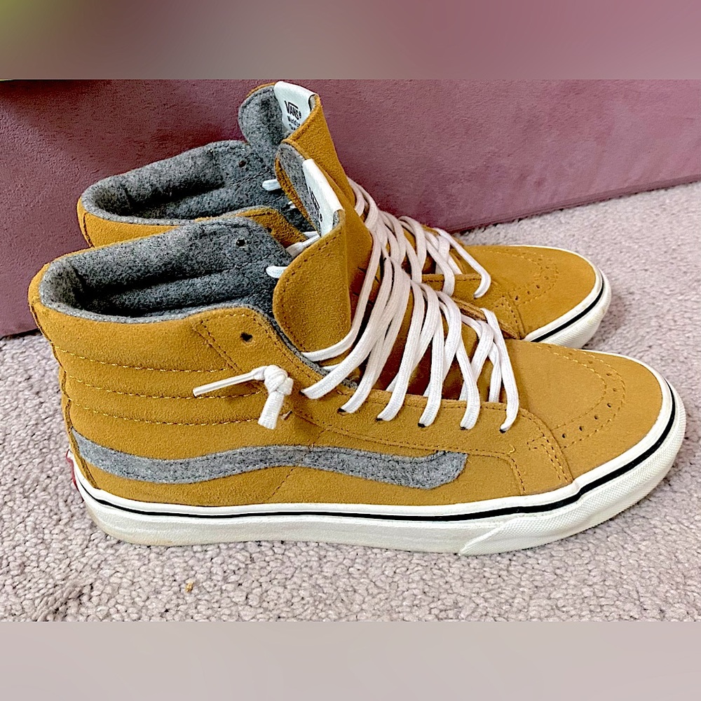 Mustard Suede Felt Lined Hightop Vans - Women’s Size 8 (Men’s Size 6.5)